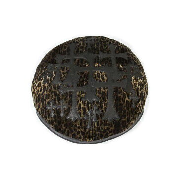 CHROME HEARTS LEATHER ROUND CUSHION CHEETAH クロムハーツ レザーラウンド クッション セメタリークロス チーター