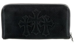 クロムハーツ 財布（メンズ） CHROME HEARTS REC F ZIP WALLET #2 CEMETERY CROSS クロムハーツ　REC F ジップ ウォレット ブラックレザー 3セメタリークロス