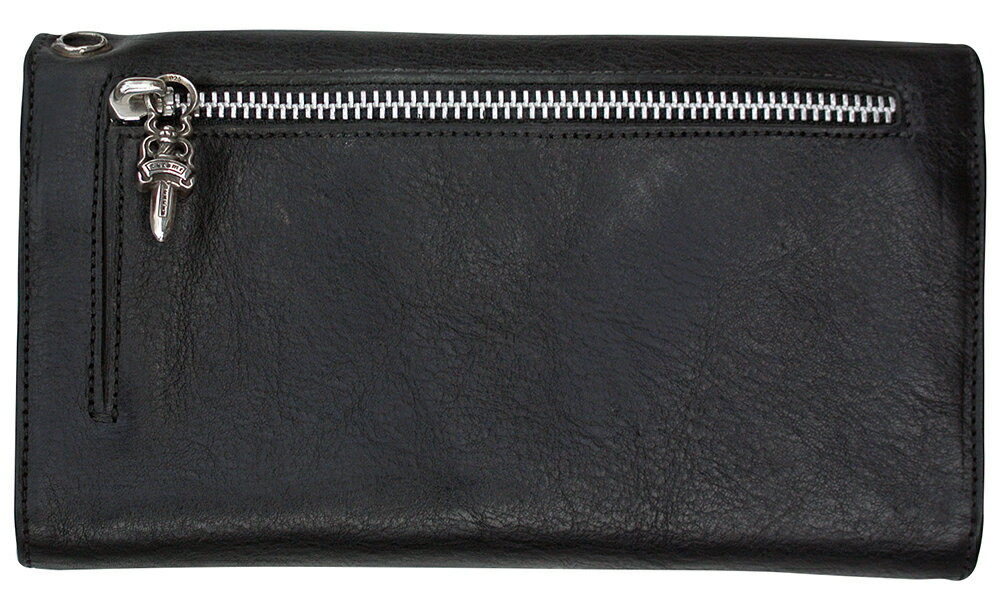 CHROME HEARTS WAVE WALLET BLACK クロムハーツ　ウォレット　ウェーブ・クロス・ボタンズ　ブラックレザー