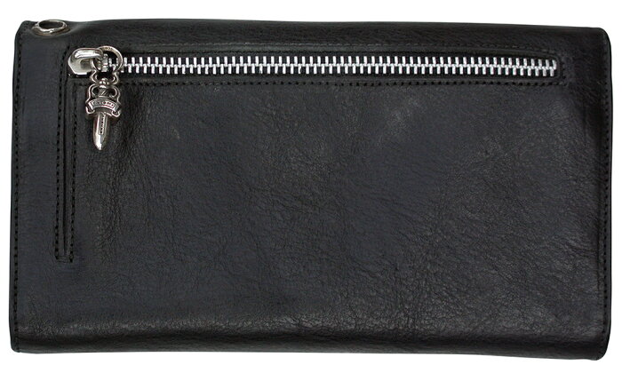 CHROME HEARTS WAVE WALLET BLACK クロムハーツ　ウォレット　ウェーブ・クロス・ボタンズ　ブラックレザー