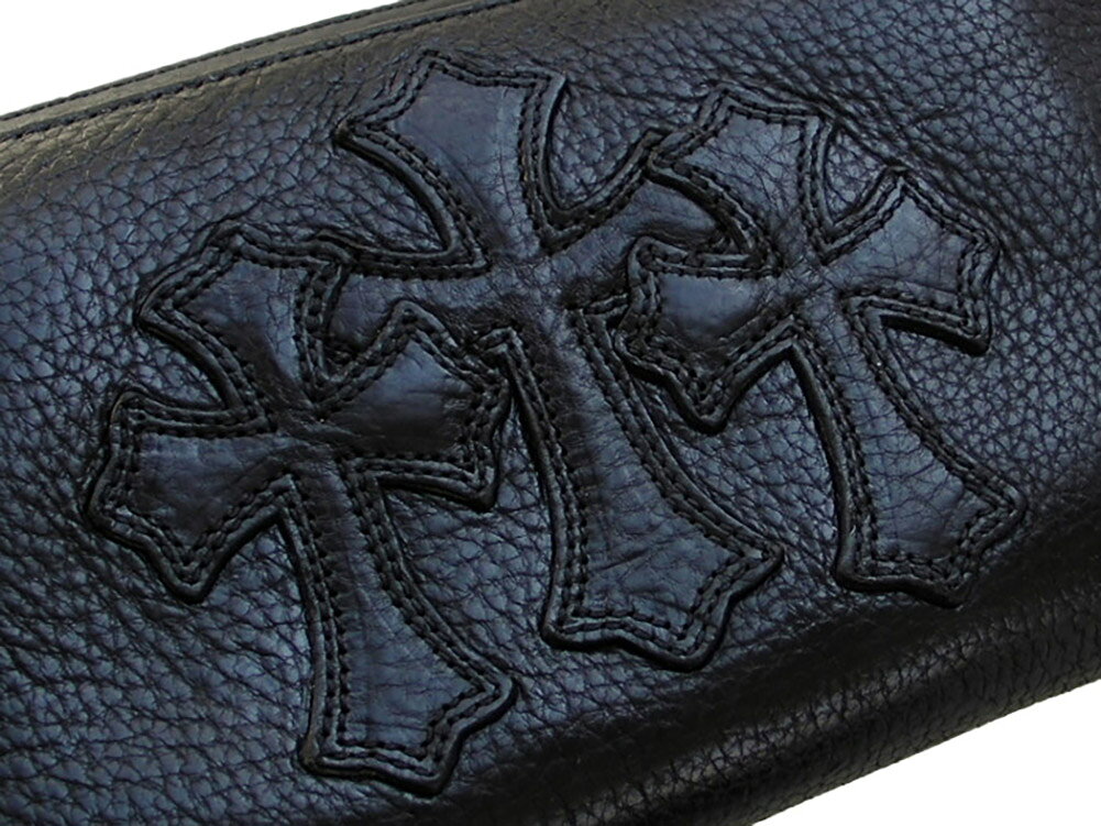 SKYTREKのCHROME HEARTS REC F ZIP WALLET #2 CEMETERY CROSS クロムハーツ　REC F ジップ ウォレット ブラックレザー 3セメタリークロス【中古】｜アングル2