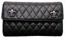 CHROME HEARTS WALLET WAVE クロムハーツ ウォレット-ウェーブ 4 キルテッド 3スナップ BSフレア モチーフ ブラック【中古】