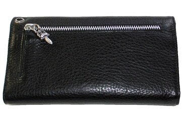 CHROME HEARTS WAVE WALLET BLACK クロムハーツ　ウォレット　ウェーブ・クロス・ボタンズ　ブラックレザー