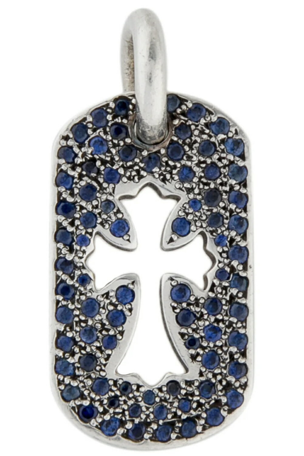 クロムハーツ ネックレス（メンズ） CHROME HEARTS SMALL CH CROSS DOG TAG NECKLACE PAVE SAPPHIRE クロムハーツ ペンダント ドッグタグ スモール　CHクロス　パヴェサファイア