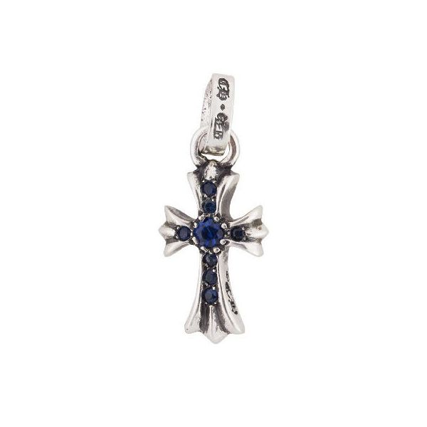 クロムハーツ ネックレス（メンズ） CHROME HEARTS BABY FAT CH CROSS CHARM PAVE SAPPHIRE クロムハーツ　CHクロス　ベイビーファットチャーム　サファイア　パヴェ