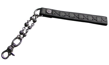 CHROME HEARTS CLIP KEY CHAIN W/ CROSS BALL CHAIN クロムハーツ　キーチェーン　シルバークロスボール/ブラックレザー