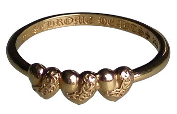 CHROME HEARTS BUBBLEGUM 3 HEART RING クロムハーツ バブルガム 3ハート リング 22K