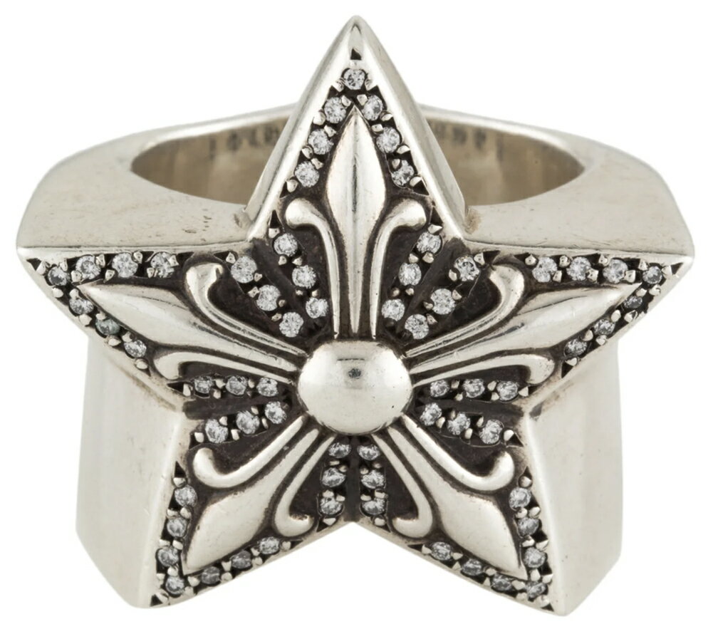 クロムハーツのブレスレット（レディース） CHROME HEARTS LARGE PAVE DIAMOND STAR RING クロムハーツ　ラージスター　リング