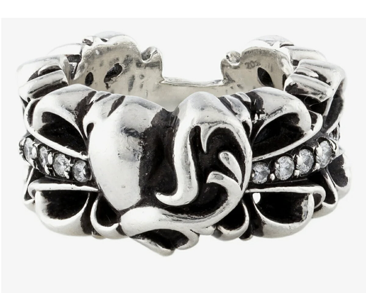 CHROME HEARTS DIAMOND DOUBLE FLORAL CROSS HEART RING クロムハーツ　ダブル　フローラルクロス　ハートリング　ダイヤ　9号