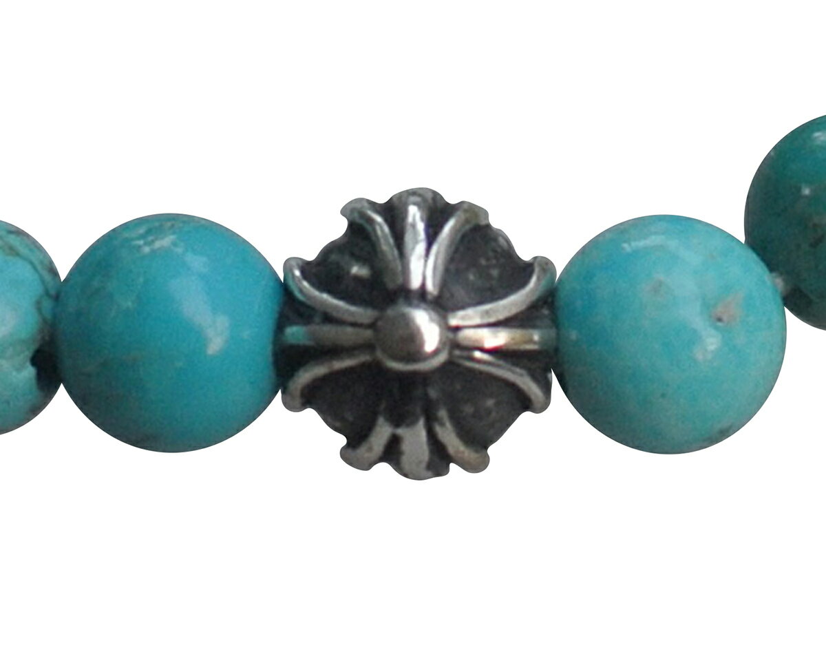 CHROME HEARTS 4MM TURQUOISE BEADS RING W/CROSS BALLクロムハーツ　ビーズリング...