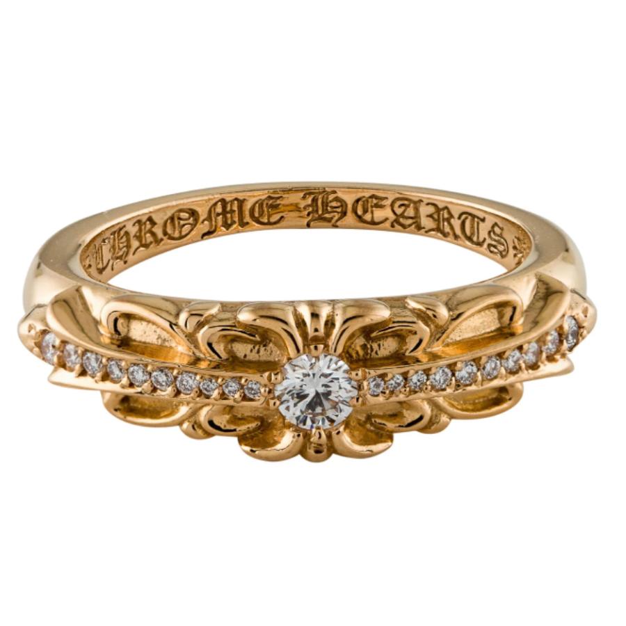 CHROME HEARTS 22K BABY CLASSIC FLORAL CROSS RING PAVE DIAMOND クロムハーツ　...