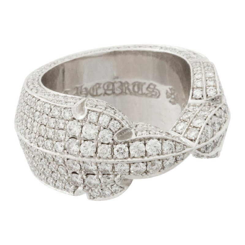 CHROME HEARTS FLERKNEE DOUBLE RING WHITE GOLD /PAVE DIAMOND クロムハーツ　フレアニー　ダブルリング　ホワイトゴールド 　パヴェダイヤ