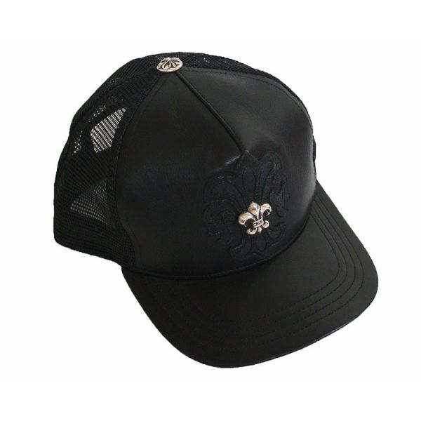 CHROME HEARTS TRUCKER CAP LEATHER FRONT BS FLEUR クロムハーツ　トラッカーキャップ レザーフロント BSフレア