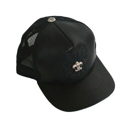 クロムハーツ CHROME HEARTS TRUCKER CAP LEATHER FRONT BS FLEUR クロムハーツ　トラッカーキャップ レザーフロント BSフレア