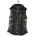 CHROME HEARTS WOMENS STIFF LEATHER VEST CROSS BTTN CH SCROLL LABEL DETACHABLE HOOD クロムハーツ　レディース　ベスト