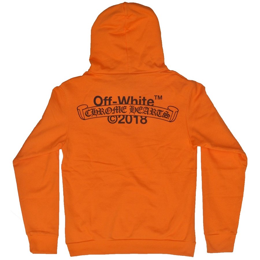 CHROME HEARTS OFF-WHITE ORANGE MED HOODIE クロムハーツ　スウェットパーカー　オフホワイト　コラボ　オレンジ【NEW】