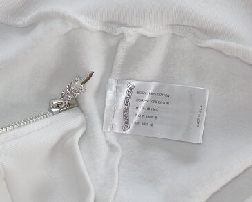 CHROME HEARTS MENS XL ZIP HOODIE クロムハーツ スウェットパーカー ロゴ ダガージッパー 白