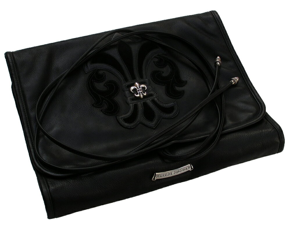 CHROME HEARTS BS FLEUR BLACK LEATHER & SUEDE BAG クロムハーツ　TOILETRIES　BSフレア　バッグ