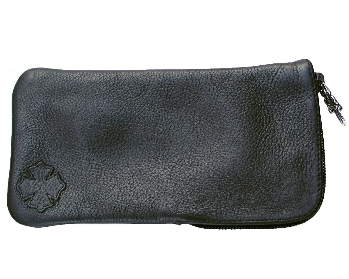 CHROME HEARTS LARGE LEATHER POUCH W/ SILVER DAGG