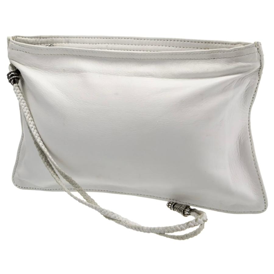 CHROME HEARTS SECOND BAG FLAT WHITE LEATHER ������ϡ��ġ�������ɥХå����ե�å� �쥶��