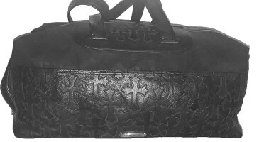 CHROME HEARTS DUFFLE WEEKENDER BAG クロムハーツ DUFFLE WEEKENDER バッグ ブラックレザー 3セメタリークロスパッチ