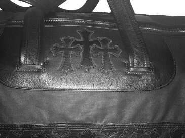 CHROME HEARTS DUFFLE WEEKENDER BAG クロムハーツ DUFFLE WEEKENDER バッグ ブラックレザー 3セメタリークロスパッチ
