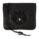 CHROME HEARTS FOLDING LEATHER FLAT BAG W/ SILVER BS FLEUR / BOLO TIPS & CH SCROL...