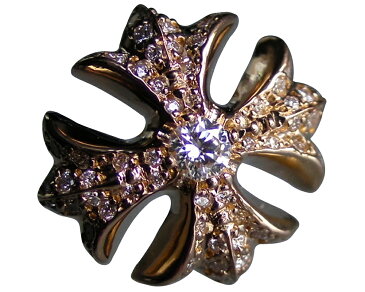 CHROME HEARTS #4 CH PLUS CUT-OUT 22K PAVE DIAMOND STUD EARRING クロムハーツ #4 CH プラス カットアウト イヤリング(シングル) パヴェダイヤ 22金
