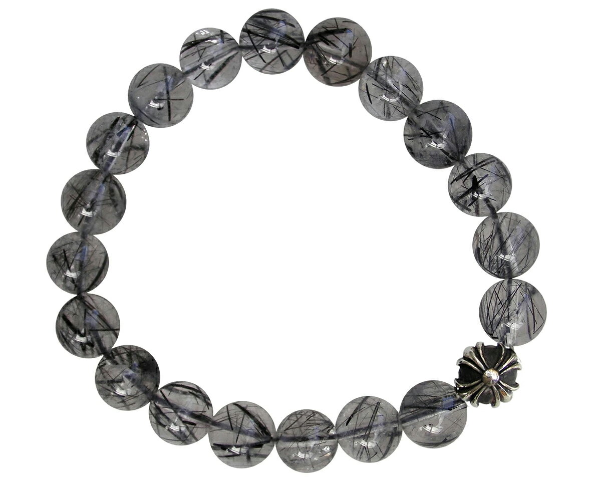 CHROME HEARTS 12mm RUTILATED QUARTZ & 1 SILVER BEADS BRACELET クロムハーツ ビーズブレスレット　ルチルクオーツ シルバークロスボール