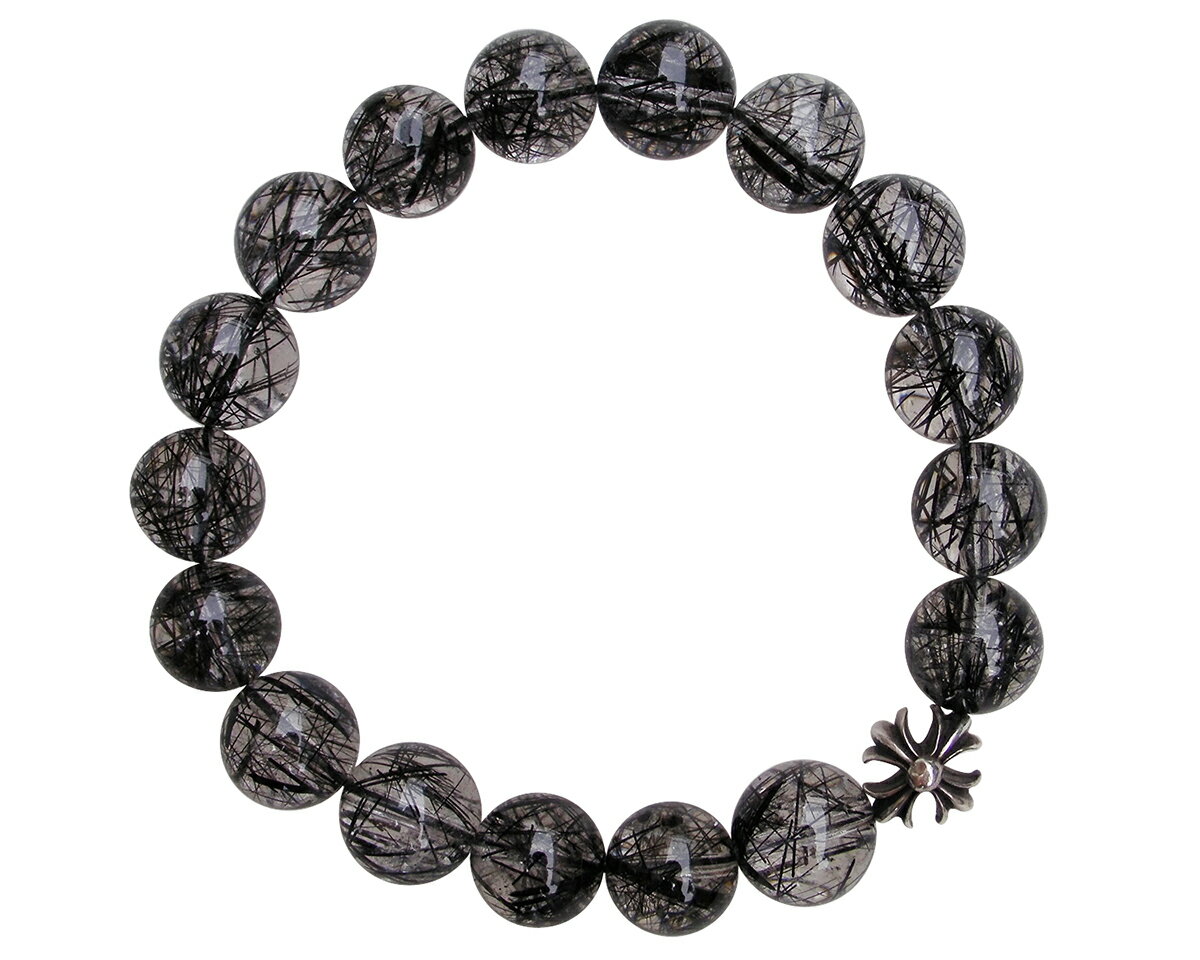 CHROME HEARTS 12mm RUTILATED QUARTZ & 1 SILVER BEADS BRACELET クロムハーツ ビーズブレスレット　ルチルクオーツ シルバークロスボール