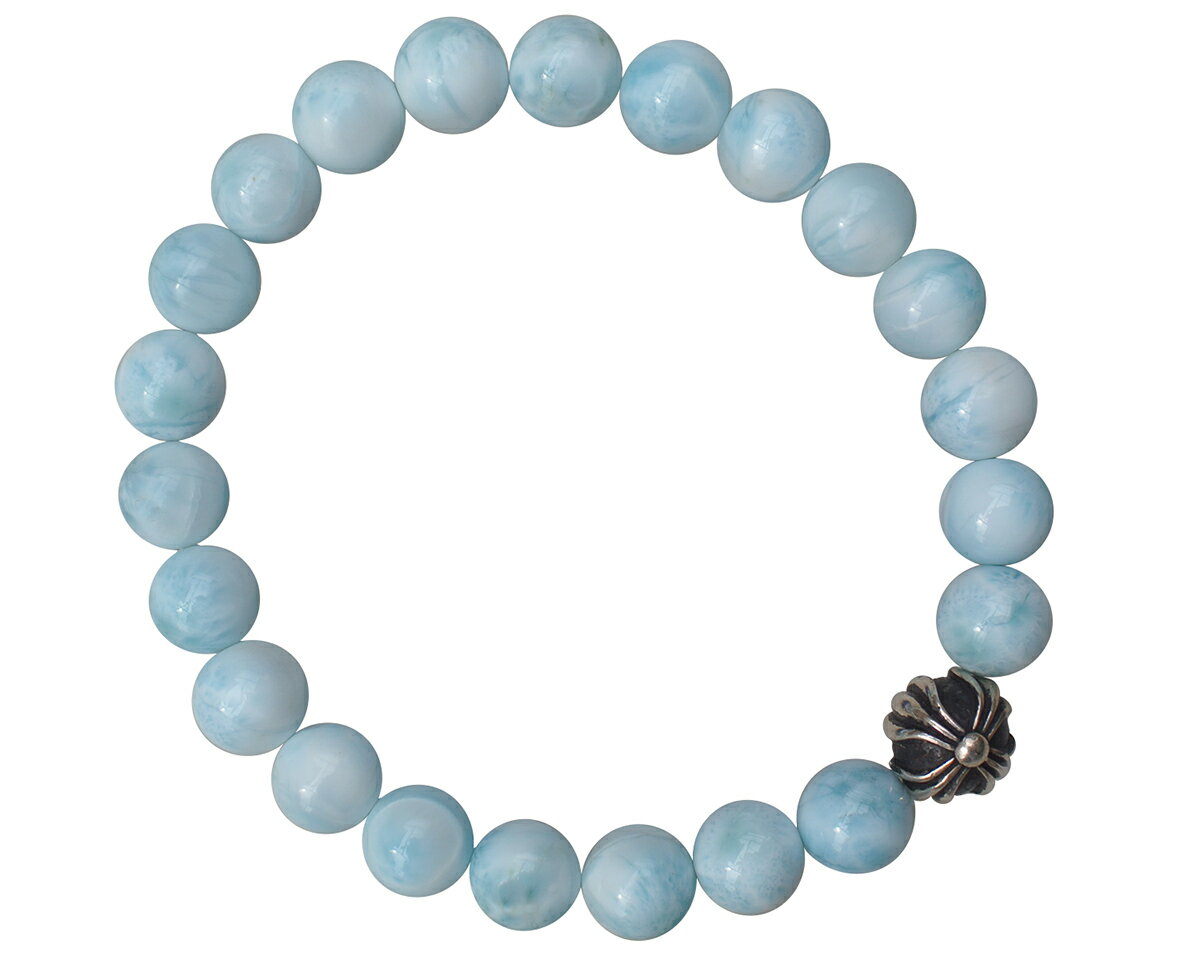 CHROME HEARTS 8MM BLUE LARIMAR 1 SILVER BEADS BRACELET クロムハーツ ビーズブレス ブルー ラリマー シルバーボール