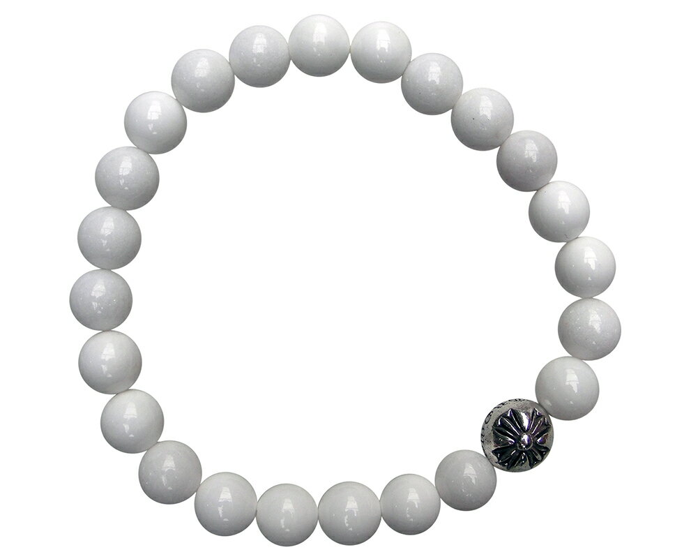 CHROME HEARTS 8MM WHITE QUARTZ 1 SILVER BEADS BRACELET クロムハーツ ビーズブレスレット ホワイトビーズ 8mm