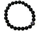 クロムハーツのブレスレット（レディース） CHROME HEARTS 8MM BLACK TOURMALINE & 1 SILVER BEADS BRACELET クロムハーツ ブラック　ビーズブレスレット　8MM 　カットアウトクロス