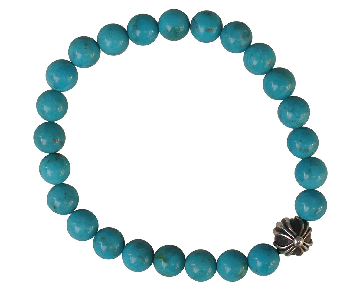 CHROME HEARTS 8mm TURQUOISE & 10mm SILVER CROSS BALL BEADS BRACELET クロムハーツ ビーズブレス　ターコイズ シルバークロスボール