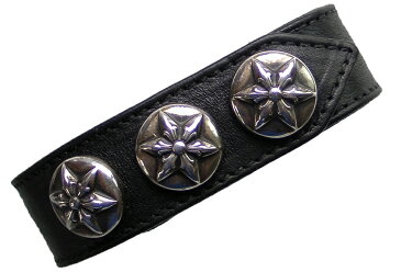 CHROME HEARTS 3 BTTN/2 SNAP LEATHER BRACELETS STAR BTTNS クロムハーツ 3ボタン 2スナップ ブレスレット レザースター
