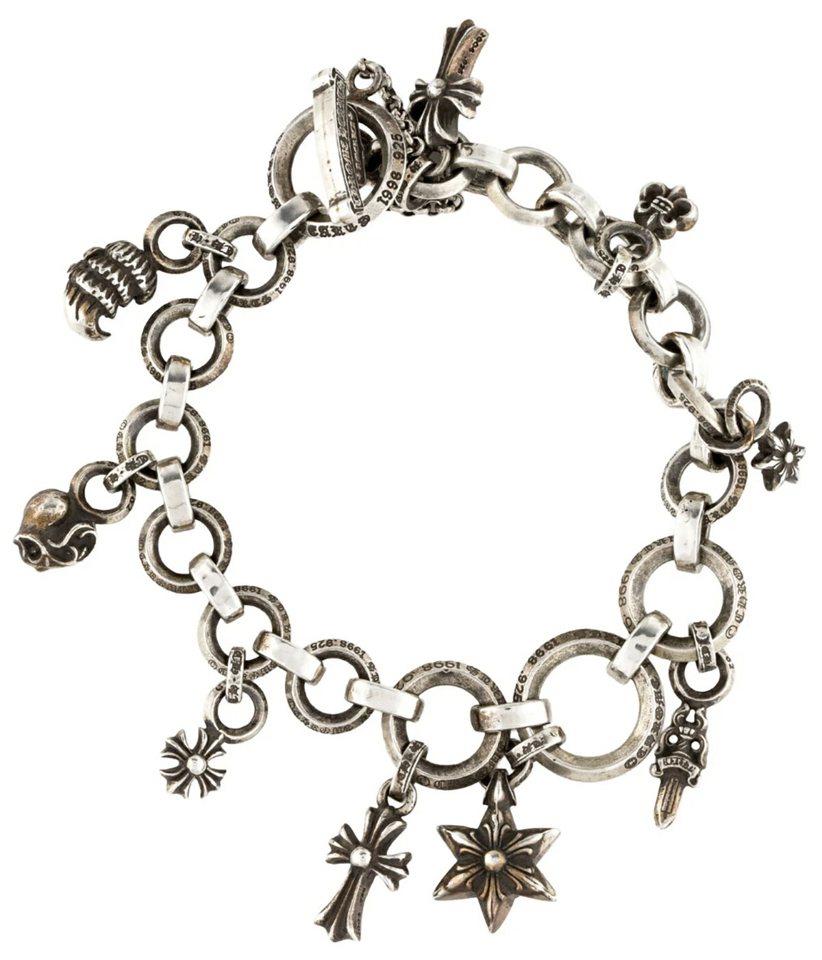 CHROME HEARTS 9 CHARM BRACELET クロムハーツ E ペーパーチェーン ブレスレット チャーム付