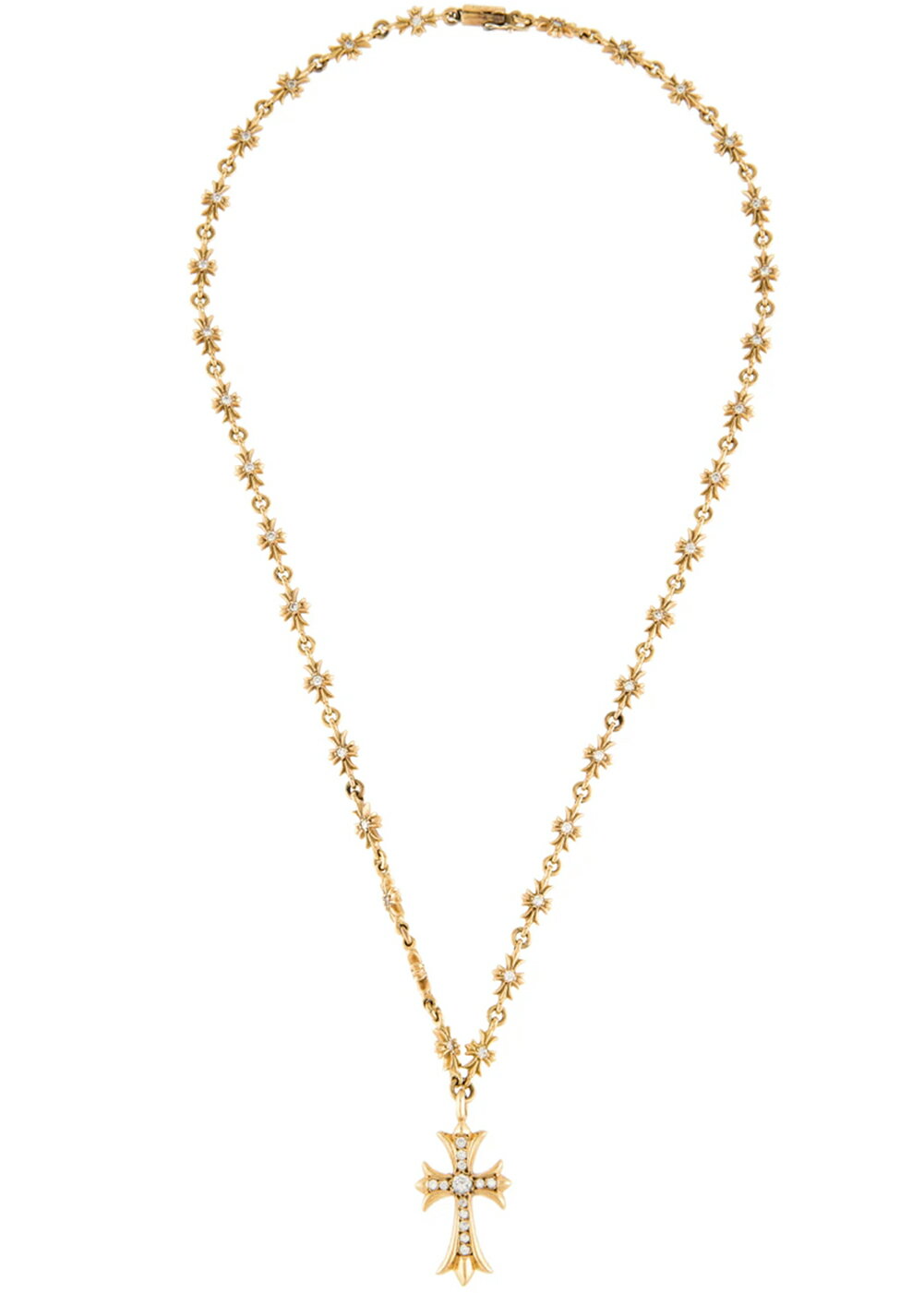 CHROME HEARTS 22K TINY E CROSS DOUBLE SIDE DIAMOND NECKLACE 20"(50cm)　クロムハーツ　タイニーE　クロス　22金ネックレス / タイニークロス　ペンダントトップ　ダイヤのサムネイル