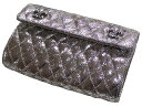 クロムハーツ クラッチバッグ BSフレア メタリックシルバー クラックドレザー 【中古】