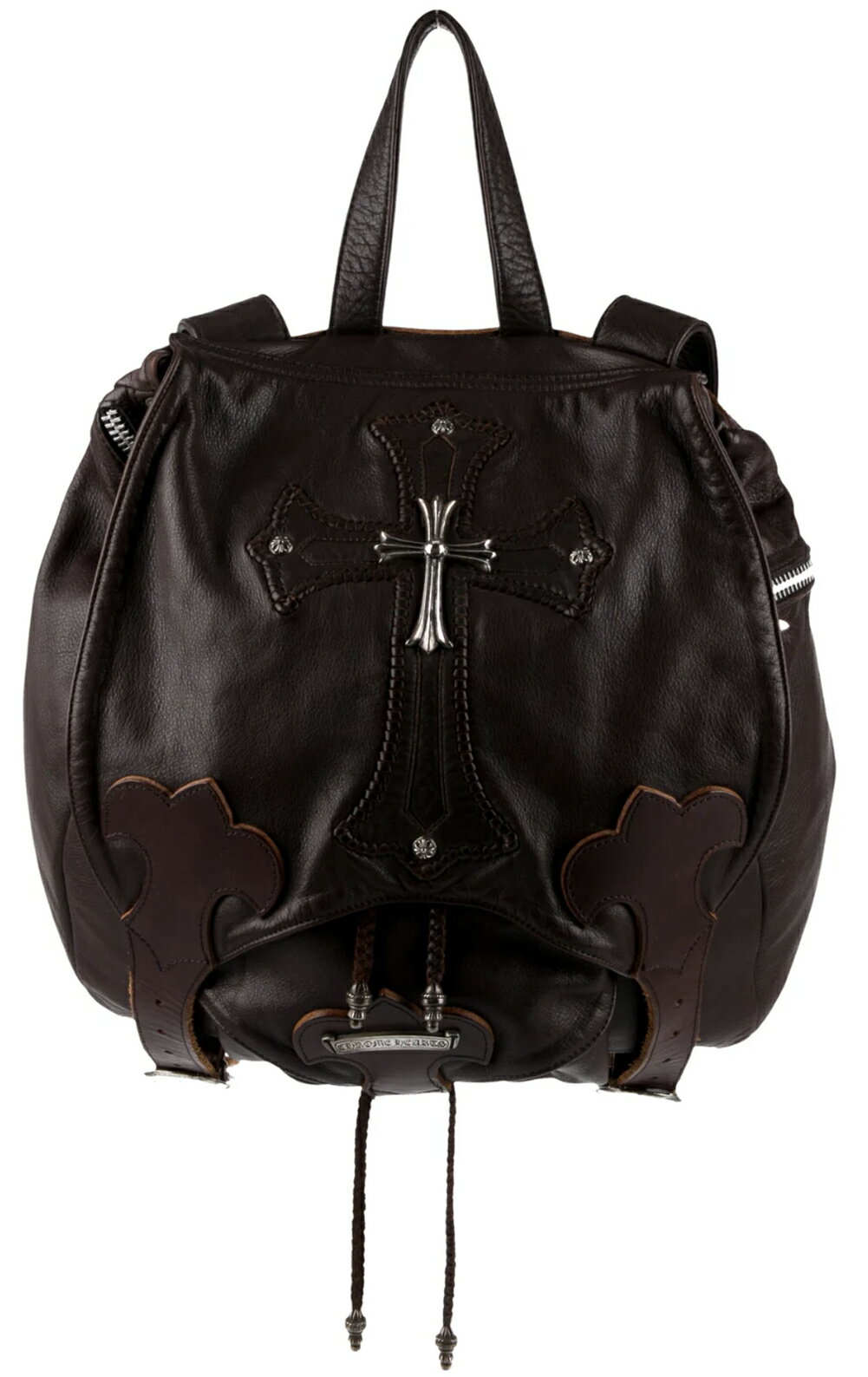 CHROME HEARTS LARGE BROWN LEATHER BACKPACK CH CROSS クロムハーツ　レザー　バックパック　ラージ CHクロス【中古】