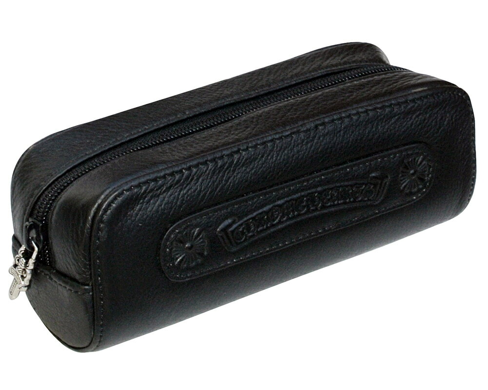 CHROME HEARTS LEATHER CASE W/SILVER DAGGER ZIPPE