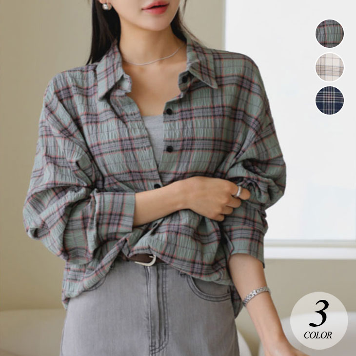 クーポン利用で50%OFF★ チェック柄 長袖 シャツ レディース レトロ ヴィンテージ チェックシャツ ゆったり 秋 春 カジュアル アメカジ 大人カジュアル 羽織り トップス コットン 綿 襟付き ネルシャツ 彼シャツ オーバーサイズ 韓国ファッションのサムネイル