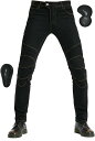 メンズバイクパンツ ライダースパンツ デニム ライディングパンツ プロテクター 耐磨耗性 バイクズボン 春夏秋冬 バイクデニム ストレート レーシングパンツ ブ...