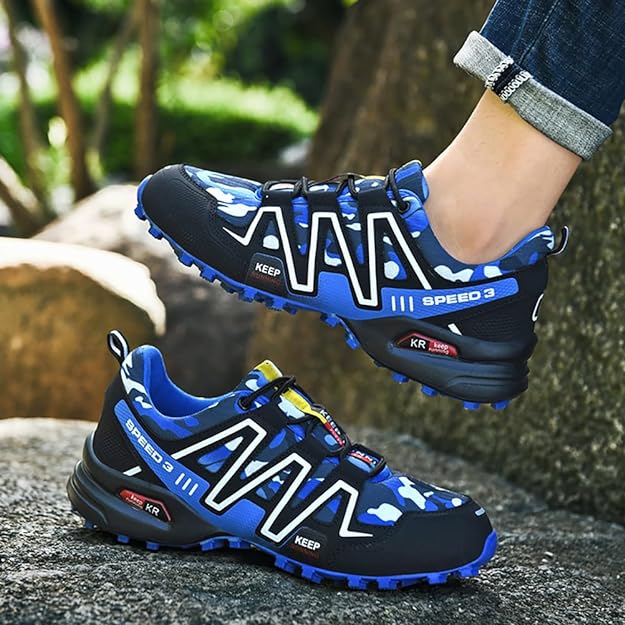 トレッキングシューズ アウトドア ハイキングシューズ メンズ トレッキングシューズ 防水 防滑 衝突防止レザー 登山靴 大きいサイズ 軽量 通気 耐摩耗性 24.5cm-29.0cm 弾力のある素材の中敷きは歩いた時の衝撃を吸収し、足の疲労...