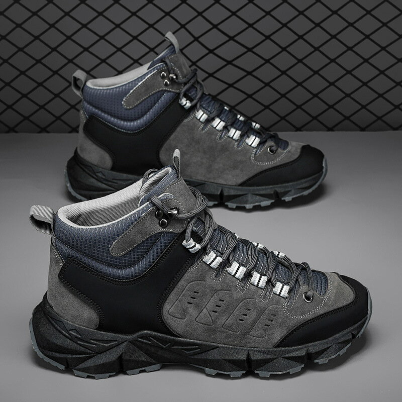 トレッキングシューズ メンズ 防水 男性用登山靴 アウトドア 山登り ハイキングシューズ ハイカット キャンプシューズ 軽量 幅広 革 軽登山用シューズ ウォーキング 衝撃吸収 遠足 疲れない 歩きやすい 滑り止め 山歩き 初心者 24.5cm-27.0cm