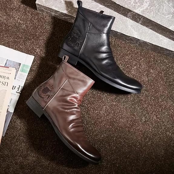 メンズショートブーツ 靴 バイク バイクブーツ ワークブーツ サイドジップ エンジニアブーツ ウエスタンブーツ 紳士靴 24.5cm-29.0cm