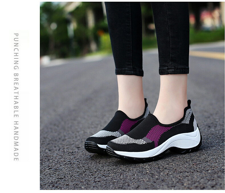 ナースシューズ ウォーキングシューズ レディース ランニング 厚底スリッポン メッシュ スポーツシューズ 幅広 シューズ 看護師 作業靴 普段履き おしゃれ 22.5cm-26.0cm