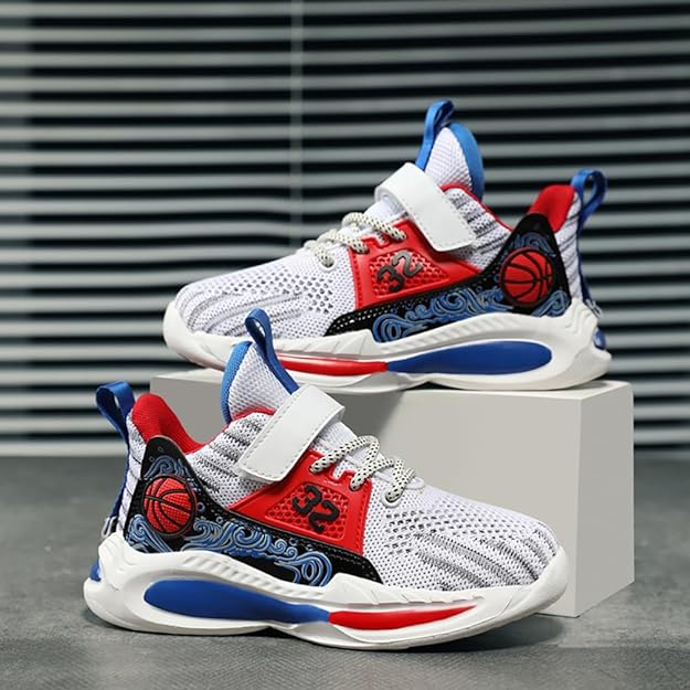 バスケットシューズ キッズ バスケットシューズ バッシュスポーツ靴 子供靴 マジックテープ バスケットボールシューズ ハイカット スニーカー アウトドア 通学靴 運動靴 軽量 滑り止め 通気 男女兼用 19.0cm-25.5cm