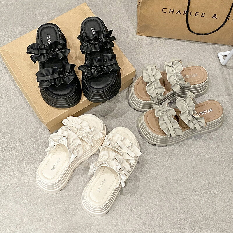 樂天商城 - ミュールサンダル 8CM厚底 スリッパ レディース 歩きやすい 美脚 おしゃれ 痛くない おしゃれ カジュアル 22.0cm-24.5cm
