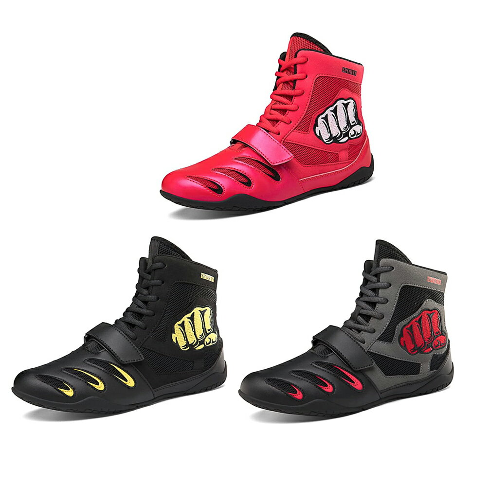 ボクシングシューズ メンズボクシングシューズ レスリングシューズ メンズ トレーニング 通気性 レスリングシューズブーツ レスリング靴 男女兼用 22.5cm-...