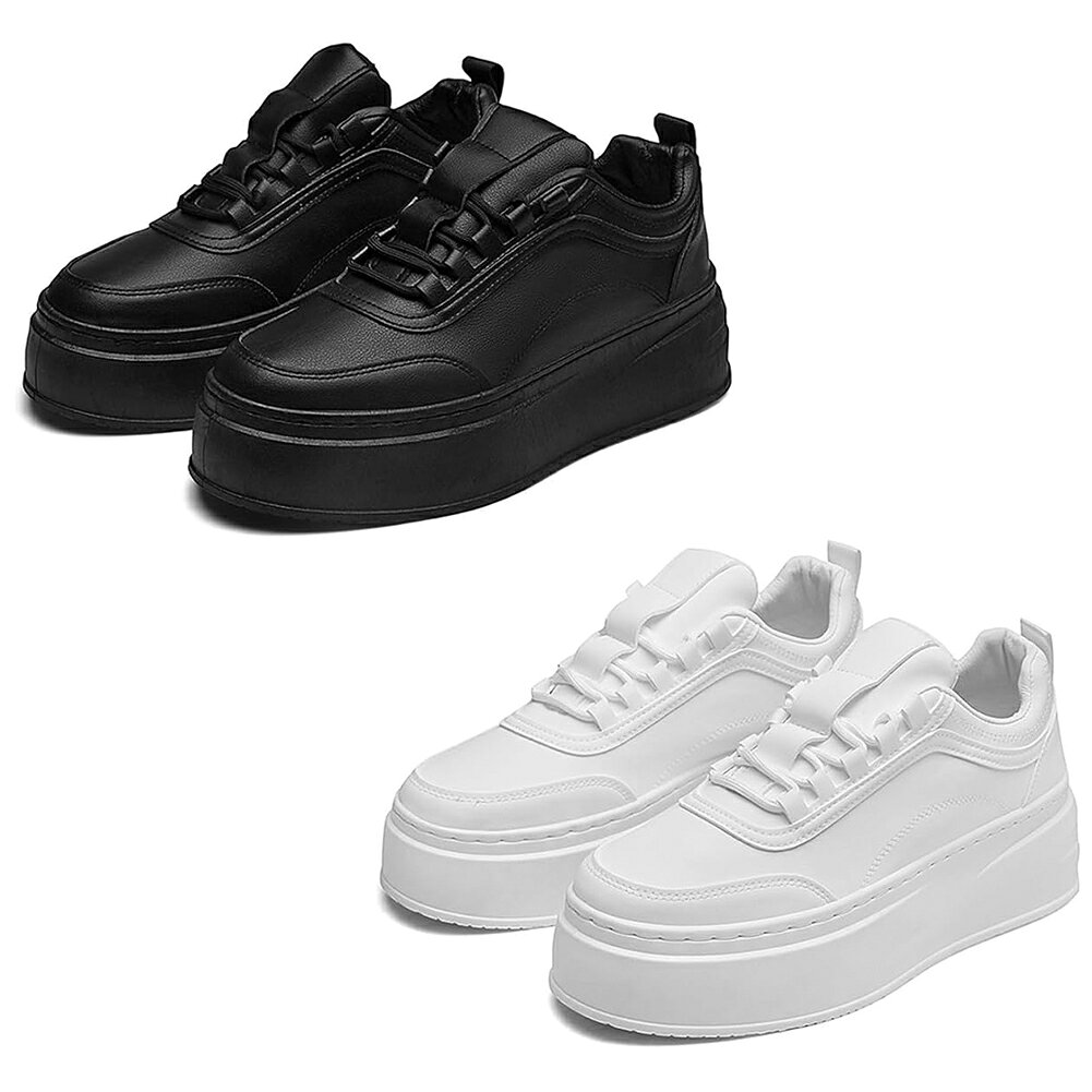 Men'S Shoes - 厚底スニーカー メンズ カジュアルシューズ 白 スニーカー 運動靴 クッション性 軽量 幅広 ウォーキング 通学 おしゃれ 24.5cm-27.0cm